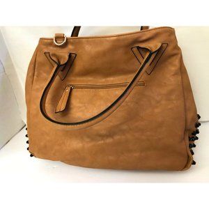 Unbranded Hobo Bag Womens Large Tan Studded Faux Leather Slouchy Shoulder Tote